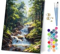 River Paint by Numbers for Adults, Forest Painting by Numbers for Adults Kits On Canvas, Easy DIY Acrylic Pigment Drawing Paintwork, Hobbies for Women, for Home Wall Decor Gifts 20x26 inch 5-6001