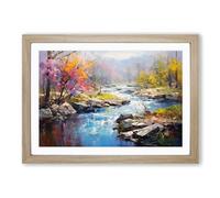 River Palette Knife Framed Print | A2 Oak Framed Wall Art | Ready to Hang | Modern Landscape Picture | Living Room Bedroom Lounge Office