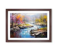 River Palette Knife Framed Print | A2 Walnut Framed Wall Art | Ready to Hang | Modern Landscape Picture | Living Room Bedroom Lounge Office