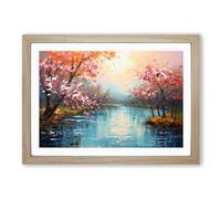 River Palette Knife No.3 Framed Print | A2 Oak Framed Wall Art | Ready to Hang | Modern Landscape Picture | Living Room Bedroom Lounge Office