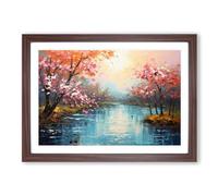 River Palette Knife No.3 Framed Print | A2 Walnut Framed Wall Art | Ready to Hang | Modern Landscape Picture | Living Room Bedroom Lounge Office