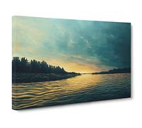 River Past The Forest Canvas Print | Gallery Wrapped 30mm Frame Wall Art | 30x20 inches | Ready to Hang | Contemporary Landscape Picture | Living Room Bedroom Lounge Office