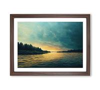 River Past The Forest Framed Print | A4 Walnut Framed Wall Art | Ready to Hang | Modern Landscape Picture | Living Room Bedroom Lounge Office