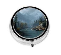 River Print Personalised Portable Pillbox with,Mini Pillbox Compact and Convenient Pill Organiser for Storing and Organising Pills