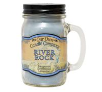 River Rock Mason Jar Candle, Our Own Candle Company, 100 Hour Burn, 13 oz | Earthy notes of fresh air and mossy rocks; specially blended soy wax; lead-free wick with patented straightener