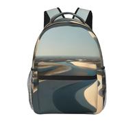 River Sand Dunes Print Background Backpack School Bag Travel Rucksack for Students Man Woman, Laptop Backpack Casual Daypack for Travel/College/Work
