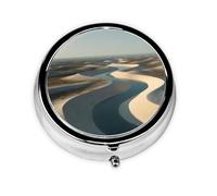 River Sand Dunes Print Personalised Portable Pillbox with,Mini Pillbox Compact and Convenient Pill Organiser for Storing and Organising Pills