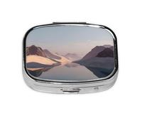 River Sand Dunes Print Pill Box 2 Compartment Medicine Pill Case,Portable for Pocket Or Purse Pill Box Decorative Metal Medicine Organizer