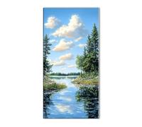 River Sky Diamond Art Kits Adults, 5D Diamond Painting for Beginner, Gem Art Cross Stitch Kits for Adults, DIY Full Drill Crystal Embroidery Kit for Crafts,Home Decoration Paintings 16x32in J26-5406