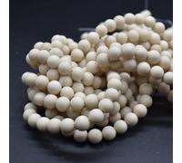 River Stone (Cream) Jasper Frosted Matte Round Beads - 8mm - 14'', for Jewellery Making
