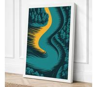 River Through Forest Canvas Wall Art Print 18x12 Inch