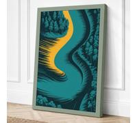 River Through Forest Canvas Wall Art Print 24x16 Inch (61 x 41 cm)