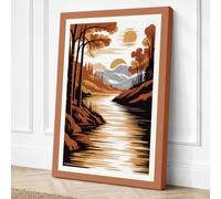 River Through Forest Japandi Canvas Wall Art Print 30x20 Inch