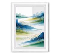 River Through Mist Japandi Framed Wall Art Print A1 (84.1×59.4cm) White, Wall Decor for Living Room, Bedroom, Office & Home, Ready to Hang, Art Gift