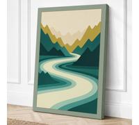 River Through Mountains Canvas Wall Art Print 18x12 Inch