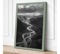 River Through Mountains Canvas Wall Art Print 24x16 Inch