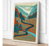 River Through Mountains Canvas Wall Art Print 24x16 Inch (61 x 41 cm)
