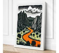River Through Mountains Canvas Wall Art Print 30x20 Inch (76 x 51 cm)