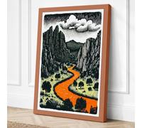 River Through Mountains Canvas Wall Art Print 30x20 Inch (76 x 51 cm)