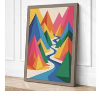 River Through Mountains Canvas Wall Art Print 36x24 Inch (91 x 61 cm)