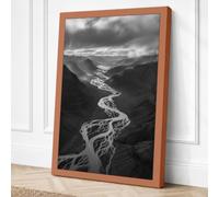 River Through Mountains Canvas Wall Art Print 36x24 Inch (91 x 61 cm)