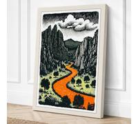 River Through Mountains Canvas Wall Art Print 36x24 Inch (91 x 61 cm)