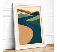 River Through Stone Minimalist Framed Wall Art Print A3 (42×29.7cm) White, Wall Decor for Living Room, Bedroom, Office & Home, Ready to Hang, Art Gift