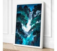 River Through Teal Forest Canvas Wall Art Print 24x16 Inch | Ready to Hang, Gallery Wrapped, Fade-Resistant Inks, Securely Packaged, UK Made