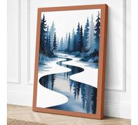 River Through Winter Forest Canvas Wall Art Print 18x12 Inch