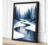 River Through Winter Forest Canvas Wall Art Print 30x20 Inch