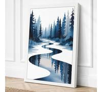 River Through Winter Forest Canvas Wall Art Print 30x20 Inch
