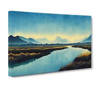 River To Mountains Canvas Wall Art Print 30x20 Inch