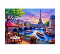 River Tower Cafe Jigsaw Puzzle, 1000 Pcs For Adults High Quality | 38x26cm Puzzle Fans, Friend Gift, Cardboard, Mood Calming, Tight Puzzle Fit