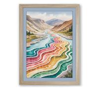 River Valley Dream Boho Framed Wall Art Print A1 (84.1×59.4cm) Oak, Wall Decor for Living Room, Bedroom, Office & Home, Ready to Hang, Art Gift