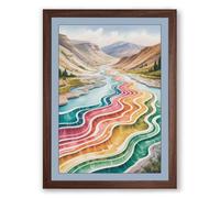 River Valley Dream Boho Framed Wall Art Print A4 (29.7×21cm) Walnut, Wall Decor for Living Room, Bedroom, Office & Home, Ready to Hang, Art Gift
