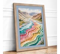 River Valley Dream Boho Framed Wall Art Print A4 Oak