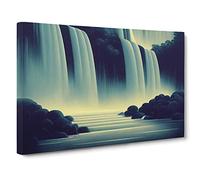 River Waterfall Art Deco Canvas Wall Art Print 30x20 Inch