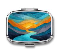 River Winding Through Mountains Pill Box 2 Compartment Portable Medicine Pill Case Travel Pill Organizer for Pocket Purse