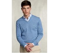 River Woods Basic Merino V-neck Pullover Dark Chambray Mix Blue size M | Sweaters Outlet | Men | Blue M