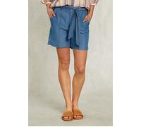 River Woods Blue Linen Short With Belt Denim size 36 | Shorts Outlet | Women | White