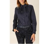 River Woods Cotton Bow Tie Shirt In Blue size 36 | Blouses Outlet | Women | Blue 36