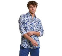 River Woods Custom Fit Linen Floral Shirt Blue/green size 3XL | Casual Shirts Outlet | Men | White 3XL