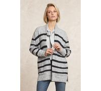 River Woods Long Striped V-neck Jersey Cardigan Applied Pockets Black/gr size L | Sweaters Outlet | Women | Black L