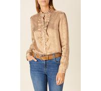 River Woods Shirt With Ruffle Front In Brown size 38 | Blouses Outlet | Women | White