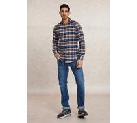 River Woods Slim Fit Checked Flannel Shirt Blue/brown size S | Casual Shirts Outlet | Men | Blue S