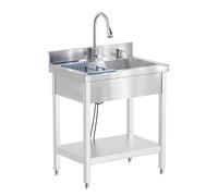 RiveraSink 70x50x80cm Free nding Kitchen Sink with Pull Down Faucet 3 Spray M Splash Guard & Dring Basket Perfect for Home Hospitali & Outdoor Use