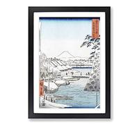 Riverbank at Sukiya in Edo by Utagawa Hiroshige Framed Print | A2 Black Framed Wall Art | Ready to Hang | Asian Nature Picture | Living Room Bedroom Lounge Office
