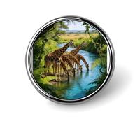 Riverbank Deer Reflections Round Badge Metal Buttons Exquisite Round Badge Pin Button Parts Circular Fashion Classic Pin Holders Buttons for Shirts Clothes Brooch 1 Inch