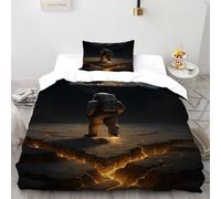 RIVERCILD Astronaut Earth Bedding Set 3D Digital Printing Starry Sky Themes Duvet Cover Set Chic Breathable Quilt Cover Universal for All Seasons with Pillowcase Single（135x200cm）