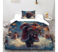 RIVERCILD Santa Gifts Bedding Set 3D Design Christmas Themes Duvet Cover Set Chic Breathable Quilt Cover 2 Pieces Universal for All Seasons Pillowcase Single（135x200cm）